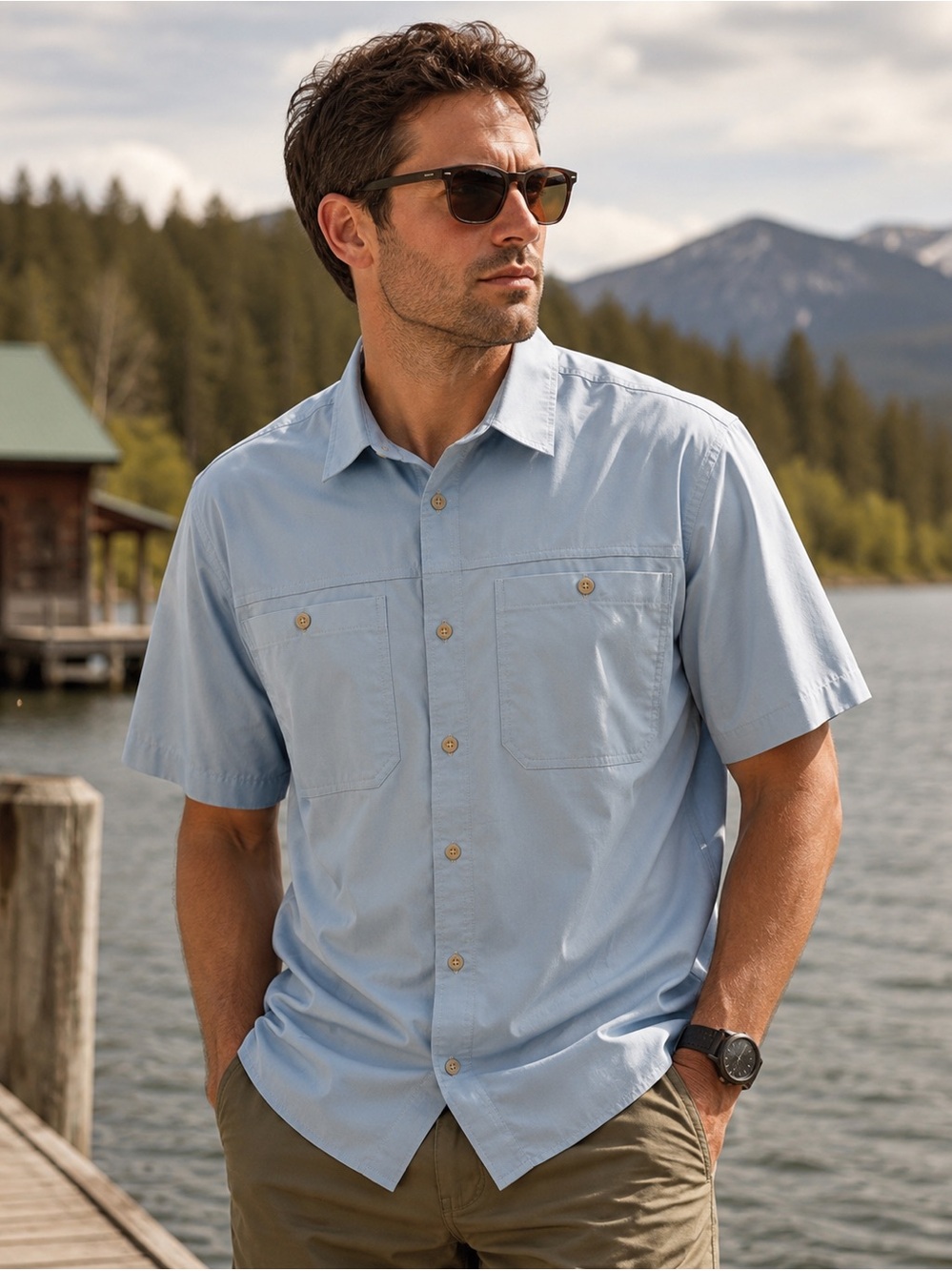 Filson C.C. Filson Ultra Light Shirt Men’s L Blue Performance Hiking Fishing